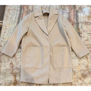 Topshop Womens Margo Oversized Buttermilk Coat Beige Open Front Notch Lapel 8